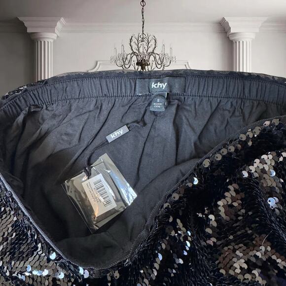 NWT Khy by Kylie Jenner Black Sequin Low-Rise Bootcut Pants | Size S - Picture 3 of 3